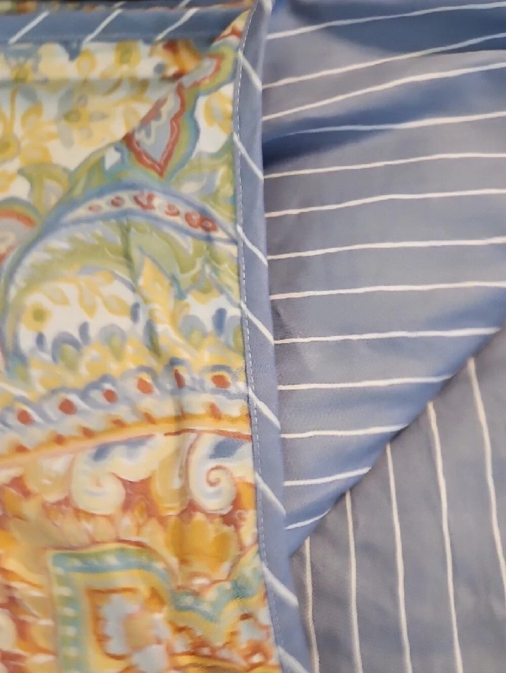 Charter Club Collection Multi-Color Paisley Reverse Blue Stripe Full Duvet Set